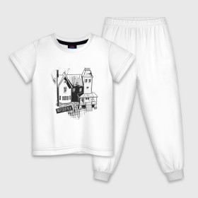 Детская пижама хлопок с принтом 2366603 в Тюмени, 100% хлопок |  брюки и футболка прямого кроя, без карманов, на брюках мягкая резинка на поясе и по низу штанин
 | beetlejuice | vdpartat | битлджус | дом | надгробие | ужасы