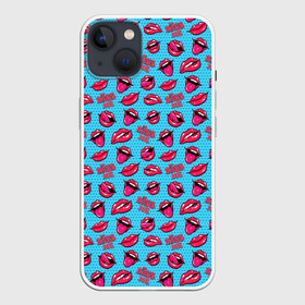 Чехол для iPhone 13 с принтом Губы. Поп арт в Тюмени,  |  | kiss me | pattern | pop art | губы | много губ | паттерн | поп арт | тайлинг | текстуры | фоны