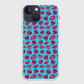 Чехол для iPhone 13 mini с принтом Губы. Поп арт в Тюмени,  |  | kiss me | pattern | pop art | губы | много губ | паттерн | поп арт | тайлинг | текстуры | фоны