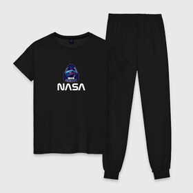 Женская пижама хлопок с принтом Crew Dragon NASA в Тюмени, 100% хлопок | брюки и футболка прямого кроя, без карманов, на брюках мягкая резинка на поясе и по низу штанин | behnken | crew | dm 2 | dragon | f9 | falcon | hurley | logo | nasa | space | spacex | астронавты | бенкен | илон | космос | лого | логотип | маск | наса | ракета