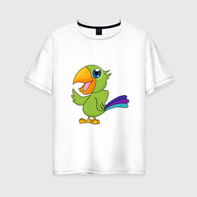 Женская футболка хлопок Oversize с принтом Мексиканский Попугай в Тюмени, 100% хлопок | свободный крой, круглый ворот, спущенный рукав, длина до линии бедер
 | детские | звери | картинки | мексиканский | мультфильмы | позитив | попугай | прикольные | птицы | экзотические