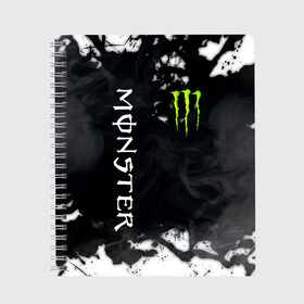 Тетрадь с принтом MONSTER ENERGY в Тюмени, 100% бумага | 48 листов, плотность листов — 60 г/м2, плотность картонной обложки — 250 г/м2. Листы скреплены сбоку удобной пружинной спиралью. Уголки страниц и обложки скругленные. Цвет линий — светло-серый
 | black monster | bmx | claw | cybersport | energy | monster | monster energy | moto | motocross | race | sport | киберспорт | когти | монстер энерджи | монстр | мото | мотокросс | ралли | скейтбординг | спорт | энергия