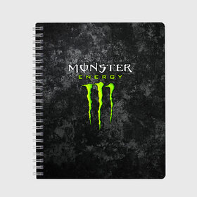 Тетрадь с принтом MONSTER ENERGY в Тюмени, 100% бумага | 48 листов, плотность листов — 60 г/м2, плотность картонной обложки — 250 г/м2. Листы скреплены сбоку удобной пружинной спиралью. Уголки страниц и обложки скругленные. Цвет линий — светло-серый
 | black monster | bmx | claw | cybersport | energy | monster | monster energy | moto | motocross | race | sport | киберспорт | когти | монстер энерджи | монстр | мото | мотокросс | ралли | скейтбординг | спорт | энергия