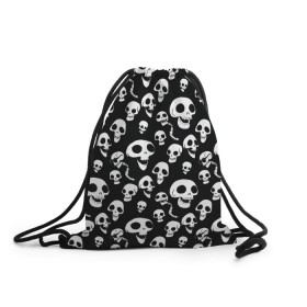 Рюкзак-мешок 3D с принтом Skulls pattern в Тюмени, 100% полиэстер | плотность ткани — 200 г/м2, размер — 35 х 45 см; лямки — толстые шнурки, застежка на шнуровке, без карманов и подкладки | corpse bride | emily | scraps | tim burtons | vdgerir | victor van dort | wedding | wine of ages | zombie | свадебный букет | тим бертон | труп невесты