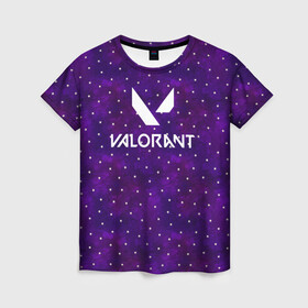 Женская футболка 3D с принтом Valorant в Тюмени, 100% полиэфир ( синтетическое хлопкоподобное полотно) | прямой крой, круглый вырез горловины, длина до линии бедер | brimstone | coba | csgo | cypher | jett | phoenix | riot games | sage | valorant | viper | валарант | валорант | кс