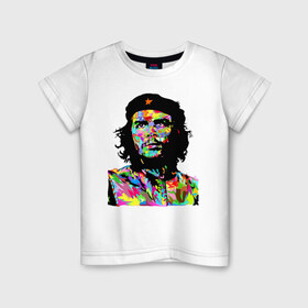 Детская футболка хлопок с принтом Che в Тюмени, 100% хлопок | круглый вырез горловины, полуприлегающий силуэт, длина до линии бедер | argentina | che guevara | color | cuba | paint | revolutionary | аргентина | краска | куба | революционер | цвет | че гевара