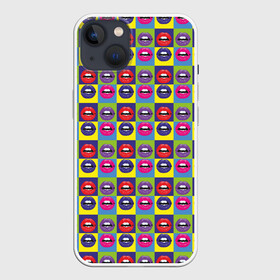 Чехол для iPhone 13 с принтом Губы. Поп арт в Тюмени,  |  | kiss me | pattern | pop art | губы | много губ | паттерн | поп арт | тайлинг | текстуры | фоны