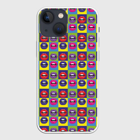 Чехол для iPhone 13 mini с принтом Губы. Поп арт в Тюмени,  |  | kiss me | pattern | pop art | губы | много губ | паттерн | поп арт | тайлинг | текстуры | фоны