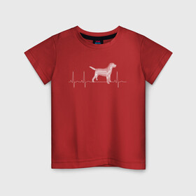 Детская футболка хлопок с принтом Кардиограмма Собака в Тюмени, 100% хлопок | круглый вырез горловины, полуприлегающий силуэт, длина до линии бедер | Тематика изображения на принте: кардиограмма | любовь | любовь к собакам | пёс | сердце | собака | собаки | собачник
