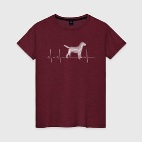 Женская футболка хлопок с принтом Кардиограмма Собака в Тюмени, 100% хлопок | прямой крой, круглый вырез горловины, длина до линии бедер, слегка спущенное плечо | Тематика изображения на принте: кардиограмма | любовь | любовь к собакам | пёс | сердце | собака | собаки | собачник