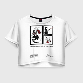 Женская футболка Crop-top 3D с принтом Шаман кинг в Тюмени, 100% полиэстер | круглая горловина, длина футболки до линии талии, рукава с отворотами | king | shaman | амедамару | амидамару | аниме | асакура | дух | ё | йо | король | лен | морти | призрак | рио | самурай | стиль | тао | трей | шаман | япония | японский