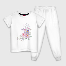 Детская пижама хлопок с принтом Акварельный цветы в Тюмени, 100% хлопок |  брюки и футболка прямого кроя, без карманов, на брюках мягкая резинка на поясе и по низу штанин
 | Тематика изображения на принте: акварель | арт | зеленый | лето | полевые цветы | рисунок | розовый | синий | фиолетовый | цветы