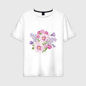 Женская футболка хлопок Oversize с принтом Полевые цветы в Тюмени, 100% хлопок | свободный крой, круглый ворот, спущенный рукав, длина до линии бедер
 | арт | лето | полевые | цветы