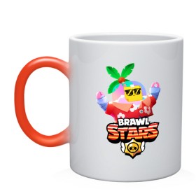 Кружка хамелеон с принтом BRAWL STARS TROPICAL SPROUT. в Тюмени, керамика | меняет цвет при нагревании, емкость 330 мл | brawl stars | crow | gale | leon | leon shark | max | mr.p | sally leon | shark | sprout | tara | tropical sprout | virus 8 bit | werewolf leon | акула | берли | бравл старс | ворон | макс | оборотень