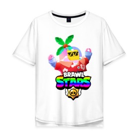 Мужская футболка хлопок Oversize с принтом BRAWL STARS TROPICAL SPROUT. в Тюмени, 100% хлопок | свободный крой, круглый ворот, “спинка” длиннее передней части | brawl stars | crow | gale | leon | leon shark | max | mr.p | sally leon | shark | sprout | tara | tropical sprout | virus 8 bit | werewolf leon | акула | берли | бравл старс | ворон | макс | оборотень