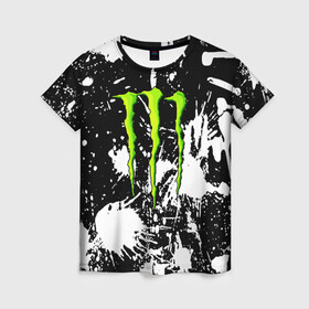 Женская футболка 3D с принтом MONSTER ENERGY в Тюмени, 100% полиэфир ( синтетическое хлопкоподобное полотно) | прямой крой, круглый вырез горловины, длина до линии бедер | black monster | bmx | claw | cybersport | energy | monster | monster energy | moto | motocross | race | sport | киберспорт | когти | монстер энерджи | монстр | мото | мотокросс | ралли | скейтбординг | спорт | энергия