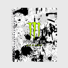 Тетрадь с принтом MONSTER ENERGY в Тюмени, 100% бумага | 48 листов, плотность листов — 60 г/м2, плотность картонной обложки — 250 г/м2. Листы скреплены сбоку удобной пружинной спиралью. Уголки страниц и обложки скругленные. Цвет линий — светло-серый
 | black monster | bmx | claw | cybersport | energy | monster | monster energy | moto | motocross | race | sport | киберспорт | когти | монстер энерджи | монстр | мото | мотокросс | ралли | скейтбординг | спорт | энергия