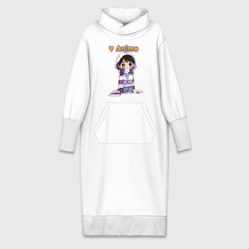 Платье удлиненное хлопок с принтом Девочка замёрзла в Тюмени,  |  | Тематика изображения на принте: аниме | девочка | зима | картинки | люблю | милый | мультфильмы | прикольные | сердца | холодный | шарф