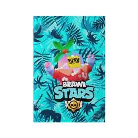 Обложка для паспорта матовая кожа с принтом BRAWL STARS TROPICAL SPROUT. в Тюмени, натуральная матовая кожа | размер 19,3 х 13,7 см; прозрачные пластиковые крепления | Тематика изображения на принте: brawl stars | crow | gale | leon | leon shark | max | mr.p | sally leon | shark | sprout | tara | tropical sprout | virus 8 bit | werewolf leon | акула | берли | бравл старс | ворон | макс | оборотень