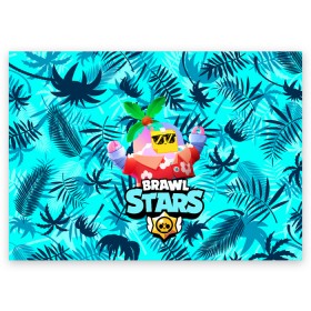 Поздравительная открытка с принтом BRAWL STARS TROPICAL SPROUT. в Тюмени, 100% бумага | плотность бумаги 280 г/м2, матовая, на обратной стороне линовка и место для марки
 | Тематика изображения на принте: brawl stars | crow | gale | leon | leon shark | max | mr.p | sally leon | shark | sprout | tara | tropical sprout | virus 8 bit | werewolf leon | акула | берли | бравл старс | ворон | макс | оборотень