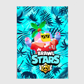 Постер с принтом BRAWL STARS TROPICAL SPROUT. в Тюмени, 100% бумага
 | бумага, плотность 150 мг. Матовая, но за счет высокого коэффициента гладкости имеет небольшой блеск и дает на свету блики, но в отличии от глянцевой бумаги не покрыта лаком | brawl stars | crow | gale | leon | leon shark | max | mr.p | sally leon | shark | sprout | tara | tropical sprout | virus 8 bit | werewolf leon | акула | берли | бравл старс | ворон | макс | оборотень