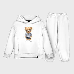 Детский костюм хлопок Oversize с принтом Модный плюшевый медведь в Тюмени,  |  | арт | животные | игрушка | картинка | крутой медведь | медведь | медвежонок | мишка | мода | модный медведь | плюшевый | плюшевый медведь | рисунок