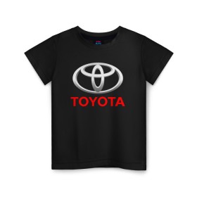 Детская футболка хлопок с принтом TOYOTA в Тюмени, 100% хлопок | круглый вырез горловины, полуприлегающий силуэт, длина до линии бедер | Тематика изображения на принте: auto | sport | toyota | авто | автомобиль | автомобильные | бренд | марка | машины | спорт | тойота