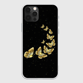 Чехол для iPhone 12 Pro с принтом Golden Butterfly in Space в Тюмени, силикон | область печати: задняя сторона чехла, без боковых панелей | black | summer | wings | ангел | бабочка | бабочки | блестки | блестящий | девушке | желтые | животные | звезды | звери | золото | золотые | космос | крылья | летать | летний | лето | мотылек | насекомое | ночные