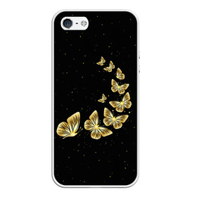 Чехол для iPhone 5/5S матовый с принтом Golden Butterfly in Space в Тюмени, Силикон | Область печати: задняя сторона чехла, без боковых панелей | black | summer | wings | ангел | бабочка | бабочки | блестки | блестящий | девушке | желтые | животные | звезды | звери | золото | золотые | космос | крылья | летать | летний | лето | мотылек | насекомое | ночные