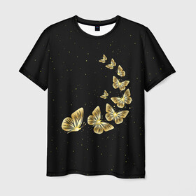 Мужская футболка 3D с принтом Golden Butterfly in Space в Тюмени, 100% полиэфир | прямой крой, круглый вырез горловины, длина до линии бедер | Тематика изображения на принте: black | summer | wings | ангел | бабочка | бабочки | блестки | блестящий | девушке | желтые | животные | звезды | звери | золото | золотые | космос | крылья | летать | летний | лето | мотылек | насекомое | ночные