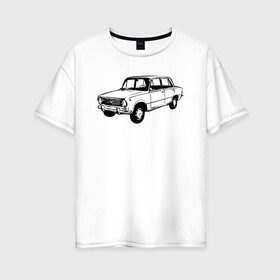 Женская футболка хлопок Oversize с принтом ВАЗ-2101 Копейка в Тюмени, 100% хлопок | свободный крой, круглый ворот, спущенный рукав, длина до линии бедер
 | автомобили | ваз 2101 | копейка | тутуировка | эскиз