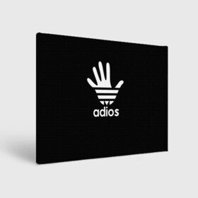 Холст прямоугольный с принтом Adios в Тюмени, 100% ПВХ |  | adidas | adios | адидас | адьос | бренд | ладонь | мем | отпечаток | рука
