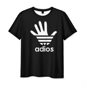 Мужская футболка 3D с принтом Adios в Тюмени, 100% полиэфир | прямой крой, круглый вырез горловины, длина до линии бедер | adidas | adios | адидас | адьос | бренд | ладонь | мем | отпечаток | рука