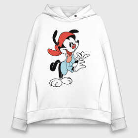 Женское худи Oversize хлопок с принтом Вакко Уорнер Animaniacs в Тюмени, френч-терри — 70% хлопок, 30% полиэстер. Мягкий теплый начес внутри —100% хлопок | боковые карманы, эластичные манжеты и нижняя кромка, капюшон на магнитной кнопке | Тематика изображения на принте: animaniacs | vdpartat | wakko warner | вакко уорнер | озорные анимашки