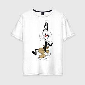 Женская футболка хлопок Oversize с принтом Якко Уорнер Animaniacs в Тюмени, 100% хлопок | свободный крой, круглый ворот, спущенный рукав, длина до линии бедер
 | animaniacs | vdpartat | yakko warner | озорные анимашки | якко уорнер