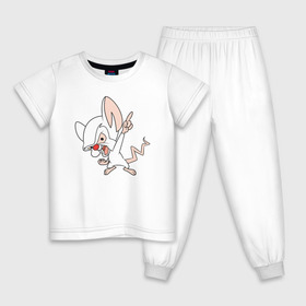 Детская пижама хлопок с принтом Брейн.Animaniacs в Тюмени, 100% хлопок |  брюки и футболка прямого кроя, без карманов, на брюках мягкая резинка на поясе и по низу штанин
 | animaniacs | vdpartat | белая мышь | брейн | гений | озорные анимашки
