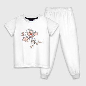 Детская пижама хлопок с принтом Брейн и Пинки в Тюмени, 100% хлопок |  брюки и футболка прямого кроя, без карманов, на брюках мягкая резинка на поясе и по низу штанин
 | animaniacs | vdpartat | белая мышь | брейн | гений | глупая мышь | озорные анимашки | пинки