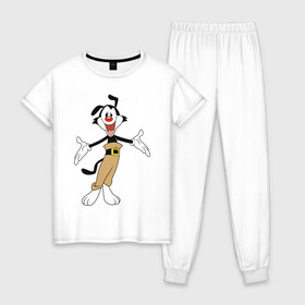 Женская пижама хлопок с принтом Якко Уорнер Animaniacs в Тюмени, 100% хлопок | брюки и футболка прямого кроя, без карманов, на брюках мягкая резинка на поясе и по низу штанин | animaniacs | vdpartat | yakko warner | озорные анимашки | якко уорнер