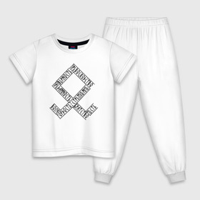 Детская пижама хлопок с принтом ОДАЛ РУНА в Тюмени, 100% хлопок |  брюки и футболка прямого кроя, без карманов, на брюках мягкая резинка на поясе и по низу штанин
 | Тематика изображения на принте: 