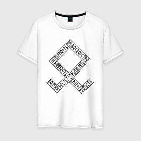 Мужская футболка хлопок с принтом ОДАЛ РУНА в Тюмени, 100% хлопок | прямой крой, круглый вырез горловины, длина до линии бедер, слегка спущенное плечо. | Тематика изображения на принте: 