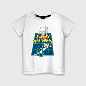 Детская футболка хлопок с принтом Брейн и Пинки в Тюмени, 100% хлопок | круглый вырез горловины, полуприлегающий силуэт, длина до линии бедер | animaniacs | vdpartat | белая мышь | брейн | гений | глупая мышь | озорные анимашки | пинки