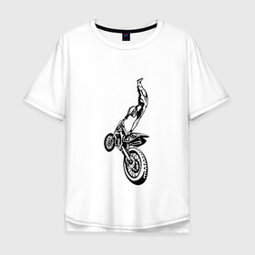 Мужская футболка хлопок Oversize с принтом Мотоспорт (Z) в Тюмени, 100% хлопок | свободный крой, круглый ворот, “спинка” длиннее передней части | enduro | ktm | moto | motocycle | sportmotorcycle | ктм | мото | мотокросс | мотоспорт