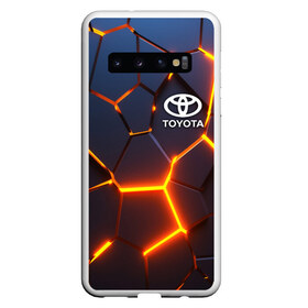 Чехол для Samsung Galaxy S10 с принтом TOYOTA ТОЙОТА в Тюмени, Силикон | Область печати: задняя сторона чехла, без боковых панелей | Тематика изображения на принте: 3d плиты | abstraction | auto | geometry | hexagon | neon | paints | sport | stripes | texture | toyota | triangle | абстракция | авто | автомобиль | автомобильные | бренд | брызги | брызги красок | геометрия | краски | марка | машины | неон