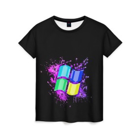 Женская футболка 3D с принтом Windows ART в Тюмени, 100% полиэфир ( синтетическое хлопкоподобное полотно) | прямой крой, круглый вырез горловины, длина до линии бедер | art | microsoft | pc | windows | windows 10 | виндовс | виндоус | шиндовс
