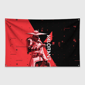 Флаг-баннер с принтом VALORANT в Тюмени, 100% полиэстер | размер 67 х 109 см, плотность ткани — 95 г/м2; по краям флага есть четыре люверса для крепления | cypher | valorant | агенты | валорант | игры | сайфер