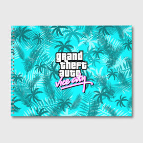 Альбом для рисования с принтом GTA VICE CITY в Тюмени, 100% бумага
 | матовая бумага, плотность 200 мг. | Тематика изображения на принте: grand theft auto | grove street | grove street 4 life | gta | gta 4 | gta 5 | gta sa | gta v | samp | san andreas | грув стрит | игры | самп | сан андреас