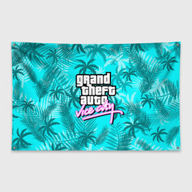 Флаг-баннер с принтом GTA VICE CITY в Тюмени, 100% полиэстер | размер 67 х 109 см, плотность ткани — 95 г/м2; по краям флага есть четыре люверса для крепления | grand theft auto | grove street | grove street 4 life | gta | gta 4 | gta 5 | gta sa | gta v | samp | san andreas | грув стрит | игры | самп | сан андреас