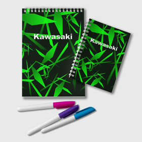 Блокнот с принтом Kawasaki в Тюмени, 100% бумага | 48 листов, плотность листов — 60 г/м2, плотность картонной обложки — 250 г/м2. Листы скреплены удобной пружинной спиралью. Цвет линий — светло-серый
 | Тематика изображения на принте: kawasaki | moto | дорога | кавасаки | машина | мотокросс | мотоцикл | мотоциклы