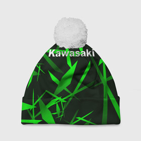 Шапка 3D c помпоном с принтом Kawasaki в Тюмени, 100% полиэстер | универсальный размер, печать по всей поверхности изделия | kawasaki | moto | дорога | кавасаки | машина | мотокросс | мотоцикл | мотоциклы