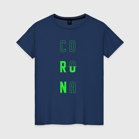 Женская футболка хлопок с принтом Corona Run в Тюмени, 100% хлопок | прямой крой, круглый вырез горловины, длина до линии бедер, слегка спущенное плечо | russiarunning | бег | раша ранинг | спорт